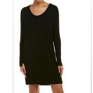 Michael Stars Loden Ribbed Dress Large Dark Gray Long Sleeve Pockets Jersey Soft